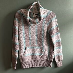 TNA | Turquoise and Grey Striped Knit Sweater